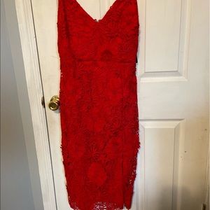 Red knee length lace dress